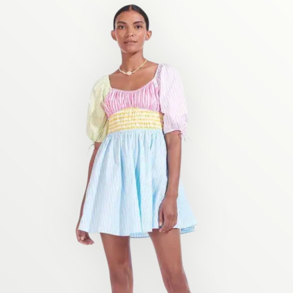 STAUD Topsail Striped Cotton Poplin Mini Dress